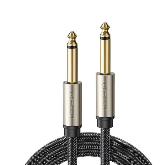 Cable de Audio Mono 6.35mm (1/4") Macho a 6.35mm (1/4") Macho / 10 Metros / Núcleo de Cobre / Blindaje Interno / Nylon Trenzado / Color Negro