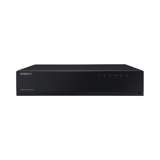NVR de 12 Megapíxel con Wisenet Wave Embebido / Incluye 4 Licencias / 8TB Incluidos / 16 canales / 16 puertos PoE+ / H.265 & WiseStream / E/S de alarma